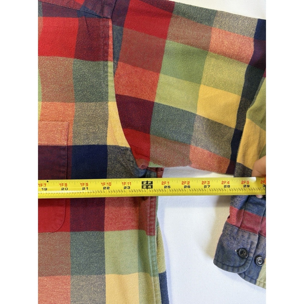 Orvis Men's Cotton Long Sleeve Plaid Button-Up Flannel Size XL RED ORANGE BLUE - Picture 6 of 7